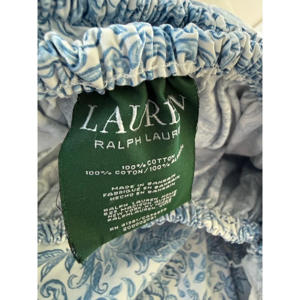 Lauren Ralph Lauren Blue Paisley Double Fitted Sheet 100% Cotton Full Cottage